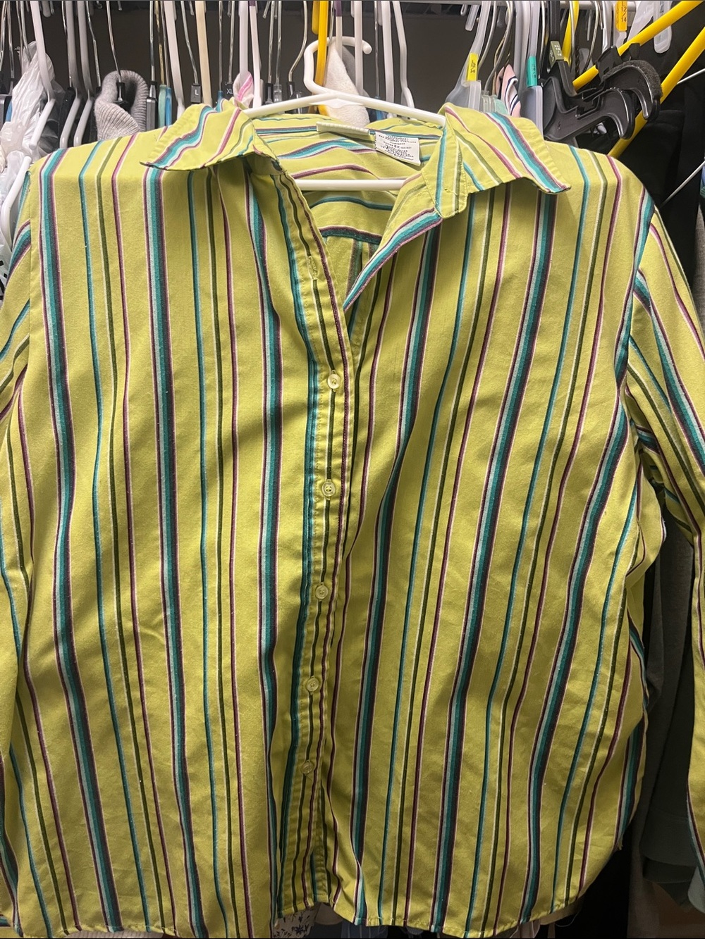 White Stag Yellow Striped Casual Button-Down Shirt